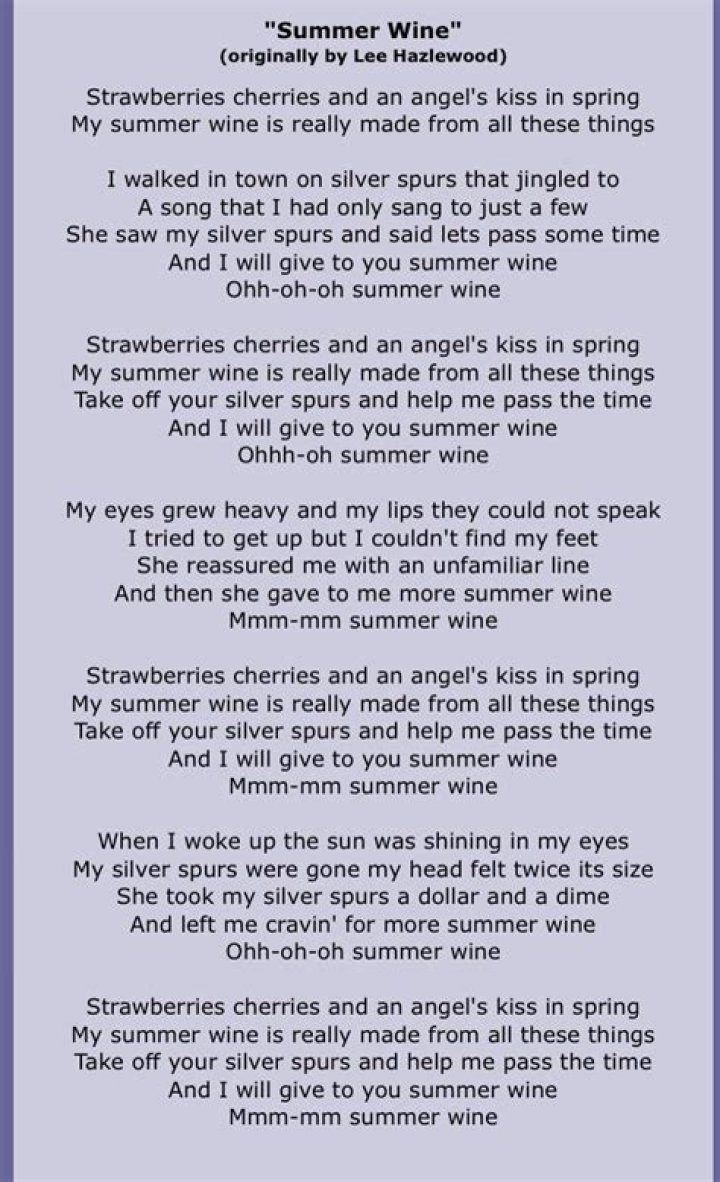 Summer Wine Lyrics: A Timeless Classic That Captures the Essence of Love and Nature